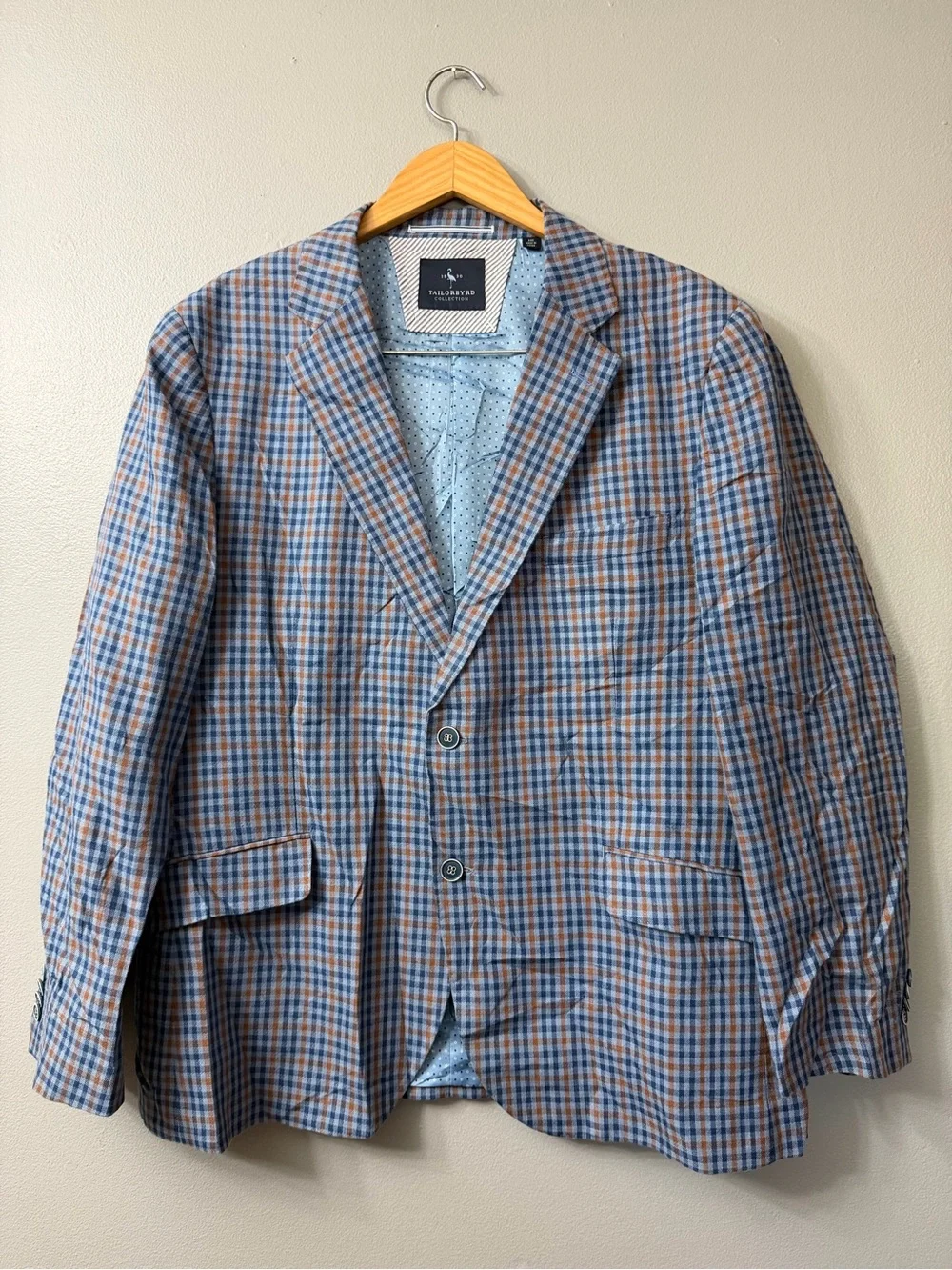 TailorByrd Blue & Brown Plaid Men's Blazer 44R